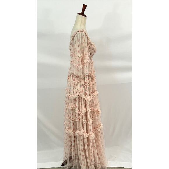 NEEDLE & THREAD Sz 2 Bijou Rose Smocked Maxi Dress Gown - Picture 5 of 13